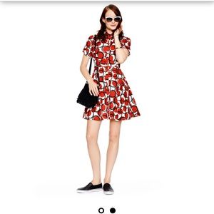 NWOT Kate Spade Stamped Dot Red Circle Dress 14